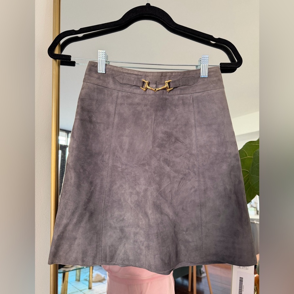 Vintage Celine Gray Suede Mini Skirt